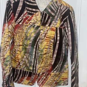 Erin London Full Zip Long Sleeve Printed Woven Lightweight Jacket Petite Small